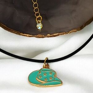 HP🎉🎉 Cord Medallion Necklace Cowboy Hat Pendant Choker Western New Age Grunge